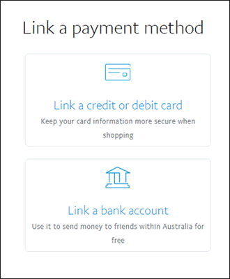 Step 2 - Click Link a Card or Bank Account