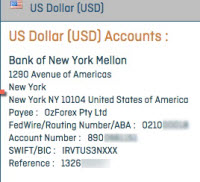 Sample OFX bank details Sample OFX bank details